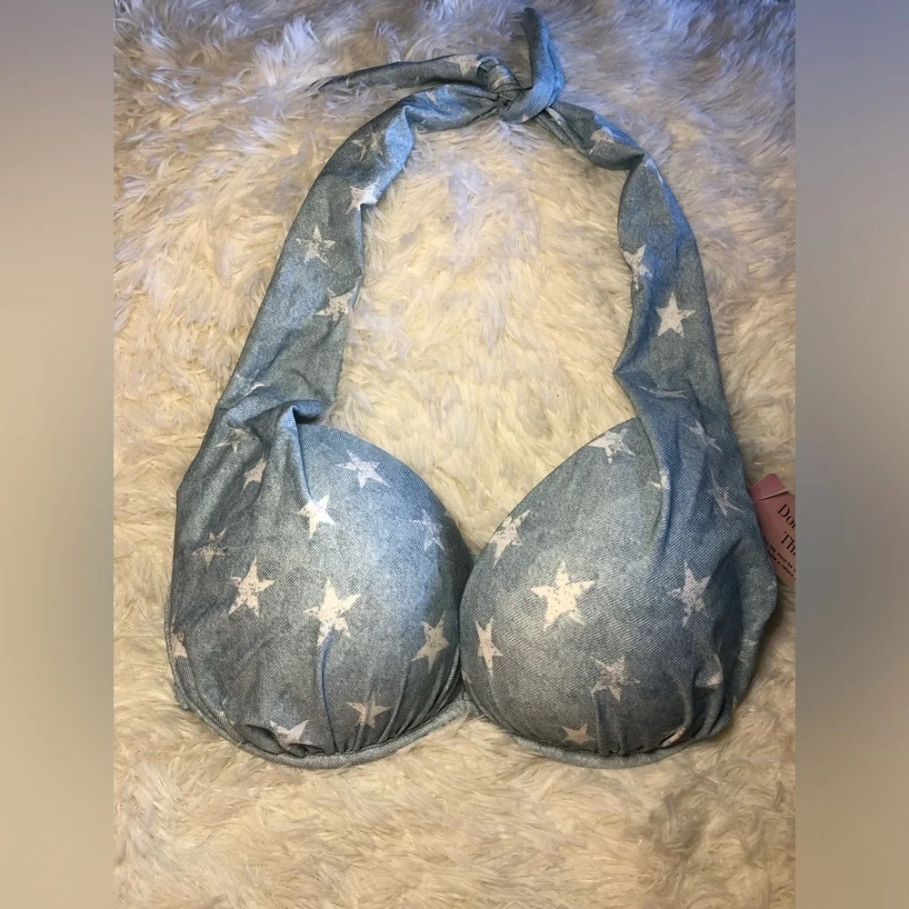 VENUS Blue and White Bikini Swimwear Marilyn Push up. Size D NWT